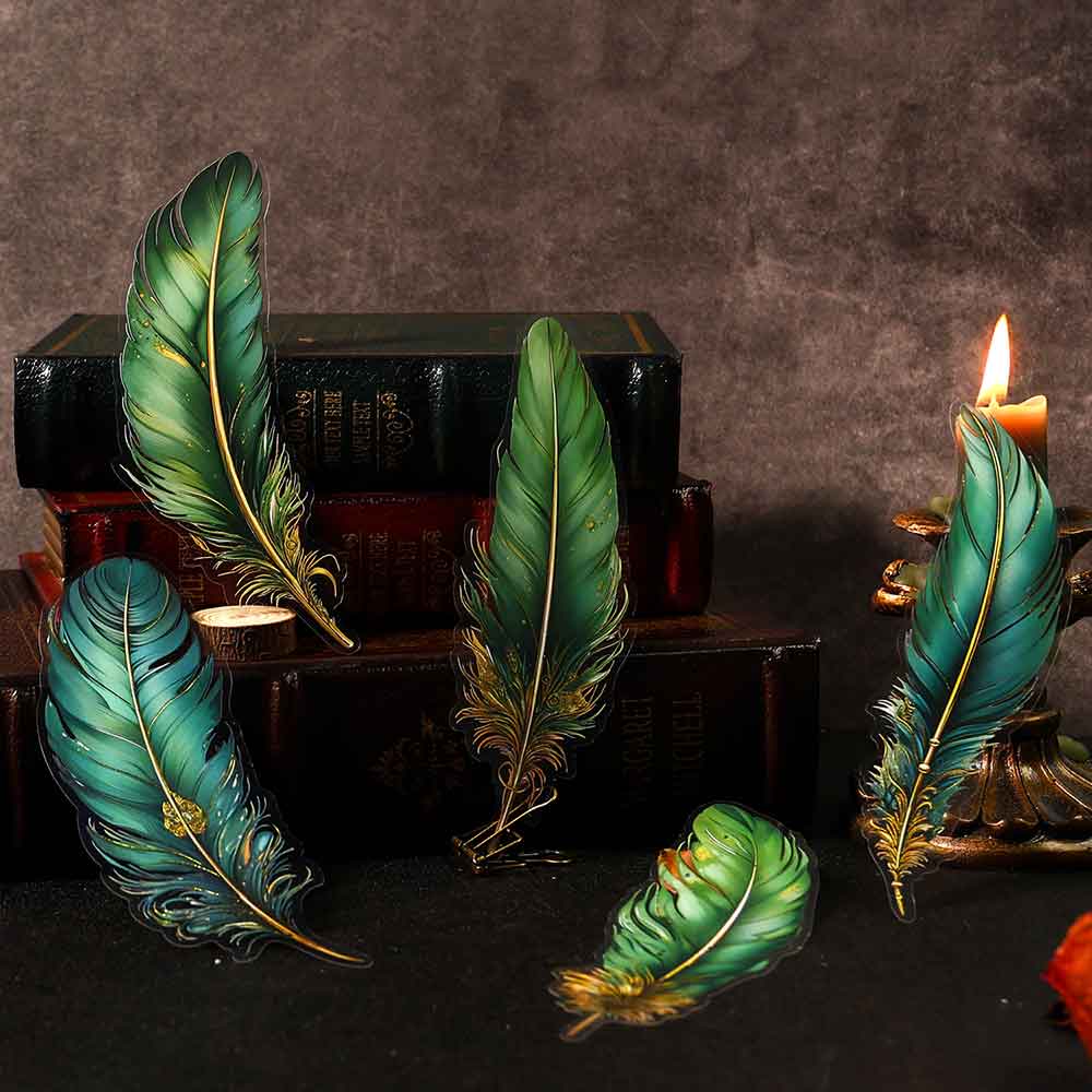 Colorful-feather-stickers